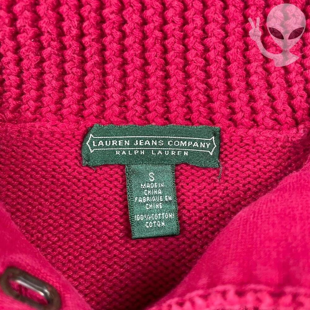 Lauren Ralph Lauren Knit Sweater Small Red Latch Clamp Cotton Pullover vintage - Picture 5 of 7